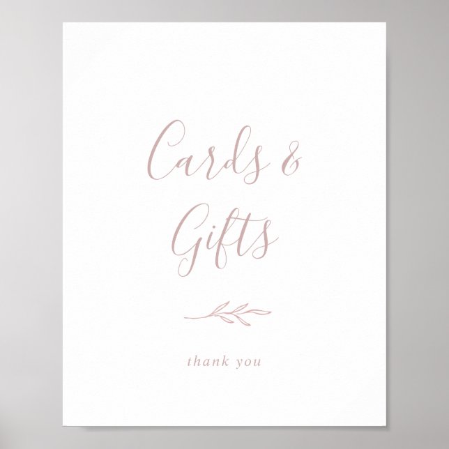 Minimal Leaf | Blush Pink Cards and Gifts Sign (Front)
