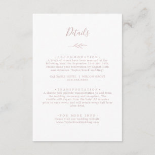 Minimal Leaf Blush Pink Details Enclosure Card