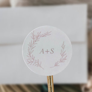 Minimal Leaf   Blush Pink Monogram Envelope Seals