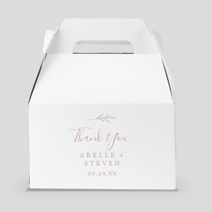 Minimal Leaf Blush Pink Thank You Wedding Favour Box