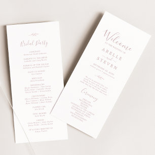 Minimal Leaf Blush Pink Wedding Program Programme
