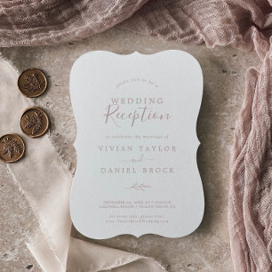 Minimal Leaf   Blush Pink Wedding Reception Invitation