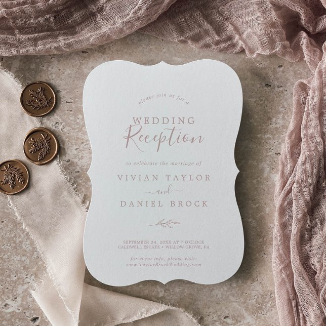 Minimal Leaf | Blush Pink Wedding Reception Invitation (Creator Uploaded)