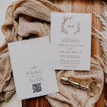 Minimal Leaf | Boho Cream Monogram QR Code Wedding Invitation<br><div class="desc">This minimal leaf boho cream monogram QR code wedding invitation is perfect for a boho wedding. The design features a simple greenery leaf silhouette in earthy burnt orange on a cream background with minimalist desert bohemian style. Save paper by including a QR code for your guest to view details, RSVP,...</div>