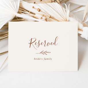 Minimal Leaf Boho Cream Reserved Sign