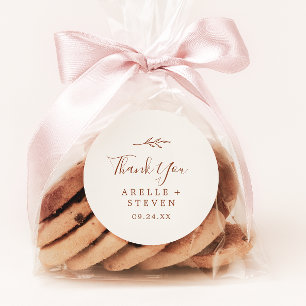 Minimal Leaf   Boho Cream Thank You Favour Sticker