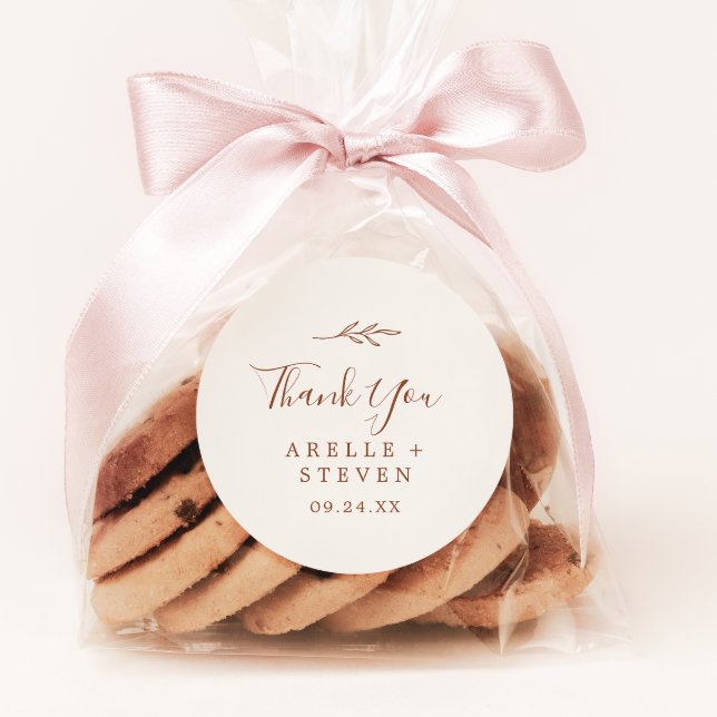 Minimal Leaf | Boho Cream Thank You Favour Sticker (Creator Uploaded)