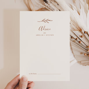 Minimal Leaf   Boho Cream Wedding Advice Card