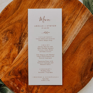 Minimal Leaf   Boho Cream Wedding Dinner Menu