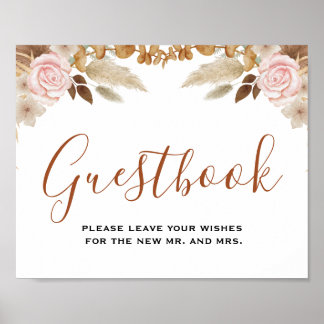 Minimal Leaf Boho Floral Wedding guestbook sign 
