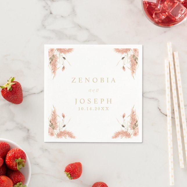 Minimal Leaf Boho Floral Wedding Napkin (Insitu)