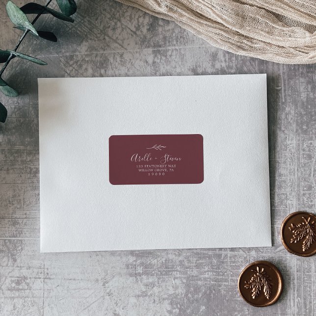 Minimal Leaf | Burgundy Address Labels (Creator Uploaded)