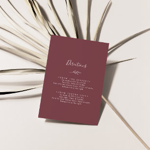 Minimal Leaf   Burgundy Directions Enclosure Card
