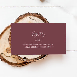 Minimal Leaf   Burgundy Gift Registry Enclosure Card