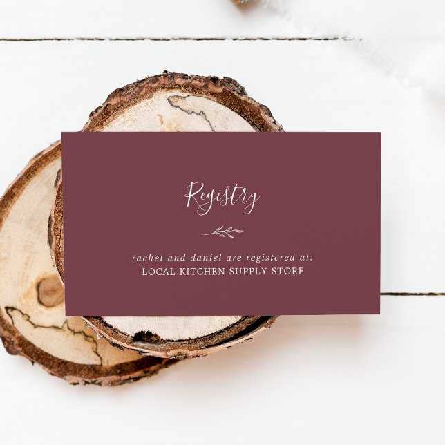 Minimal Leaf | Burgundy Gift Registry Enclosure Card (Creator Uploaded)