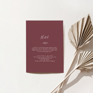 Minimal Leaf   Burgundy Purple Hotel Enclosure Card