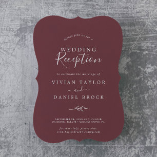 Minimal Leaf   Burgundy Wedding Reception Invitation