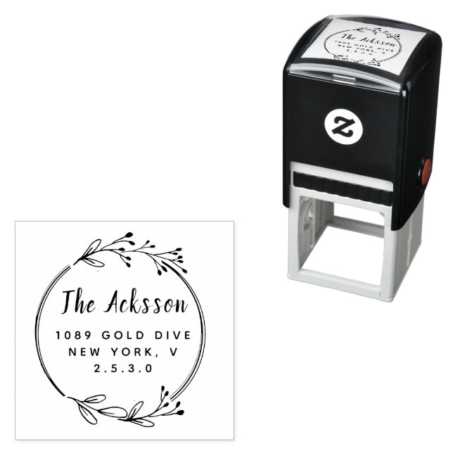Minimal Leaf Circular Address Self-inking Stamp (In Situ)