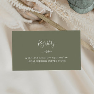 Minimal Leaf Dark Green Gift Registry Enclosure Card
