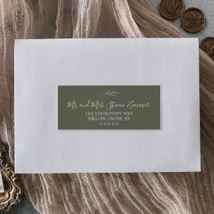 Minimal Leaf   Dark Green Guest Address Labels