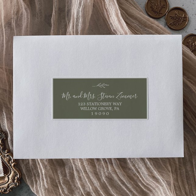 Minimal Leaf | Dark Green Guest Address Labels (Creator Uploaded)