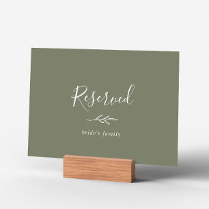 Minimal Leaf   Dark Green Reserved Sign