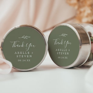 Minimal Leaf   Dark Green Thank You Favour Sticker