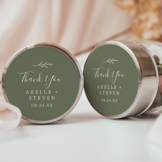 Minimal Leaf | Dark Green Thank You Favour Sticker (Creator Uploaded)