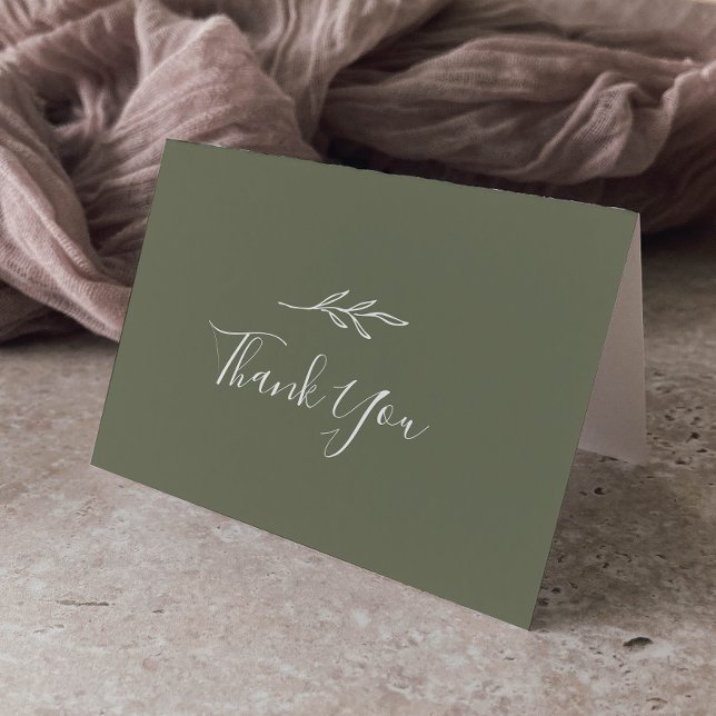Minimal Leaf | Dark Green Wedding Thank You Card (Creator Uploaded)