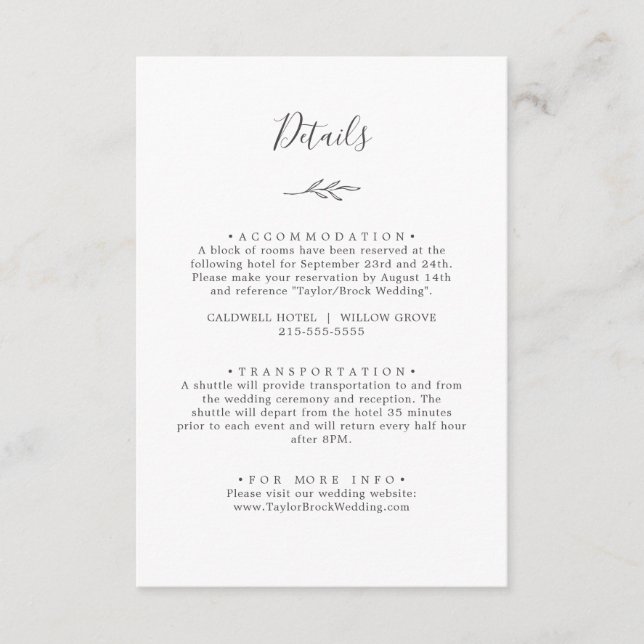 Minimal Leaf | Dark Grey Details Enclosure Card (Front)