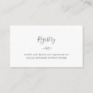 Minimal Leaf Dark Grey Gift Registry Enclosure Card