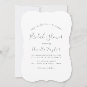 Minimal Leaf   Dusty Blue Bridal Shower Invitation