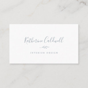 Minimal Leaf Dusty Blue Business Card
