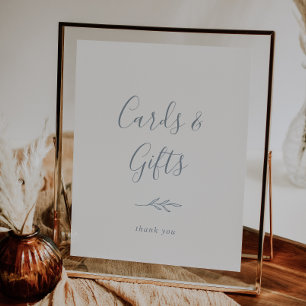 Minimal Leaf Dusty Blue Cards and Gifts Sign