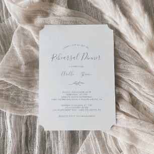 Minimal Leaf   Dusty Blue Rehearsal Dinner Invitation