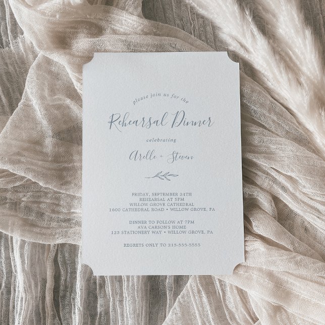 Minimal Leaf | Dusty Blue Rehearsal Dinner Invitation (Creator Uploaded)