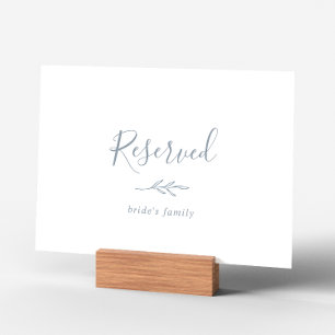 Minimal Leaf Dusty Blue Reserved Sign