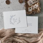 Minimal Leaf | Dusty Blue Thank You Card<br><div class="desc">This minimal leaf dusty blue thank you card is perfect for an elegant wedding. The design features a simple greenery silhouette in light slate blue with classic minimalist style. Personalise the back of the card with your names, and a thank you message. Alternatively, leave the thank you message template section...</div>