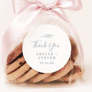 Minimal Leaf   Dusty Blue Thank You Favour Sticker