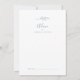 Minimal Leaf   Dusty Blue Wedding Advice Card