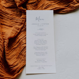 Minimal Leaf Dusty Blue Wedding Dinner Menu