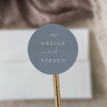 Minimal Leaf | Dusty Blue Wedding Envelope Seals<br><div class="desc">These minimal leaf dusty blue wedding envelope seals are perfect for an elegant wedding. The design features a simple greenery silhouette in light slate blue with classic minimalist style. Personalise the label with the names of the bride and groom.</div>