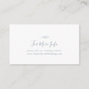 Minimal Leaf Dusty Blue Wedding Website Enclosure Card