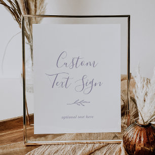 Minimal Leaf Dusty Purple Custom Text Sign
