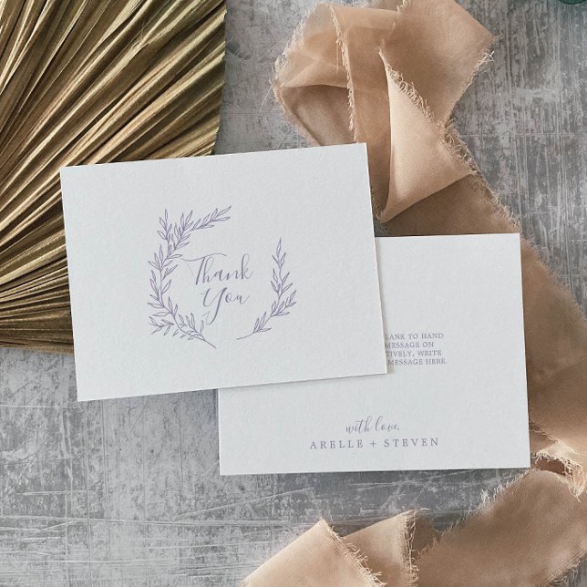 Minimal Leaf | Dusty Purple Flat Thank You Card (Creator Uploaded)
