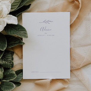 Minimal Leaf Dusty Purple Wedding Advice Card