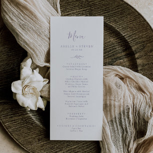 Minimal Leaf   Dusty Purple Wedding Dinner Menu