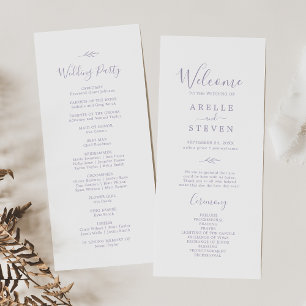 Minimal Leaf Dusty Purple Wedding Program Programme
