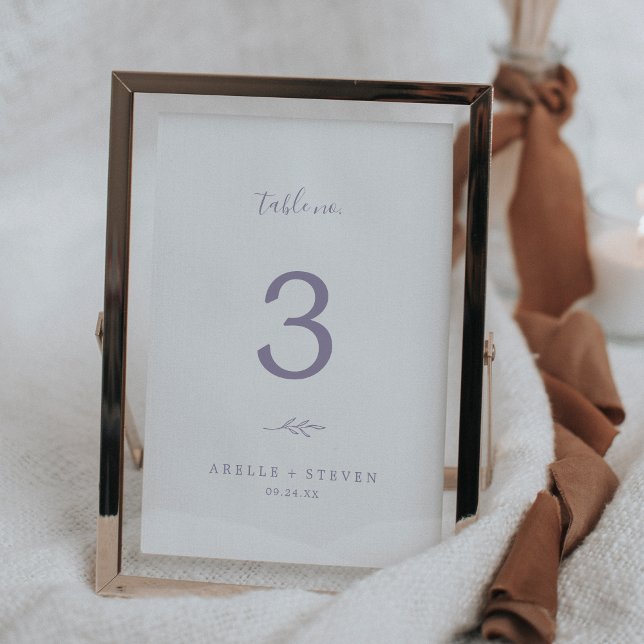 Minimal Leaf | Dusty Purple Wedding Table Number (Creator Uploaded)