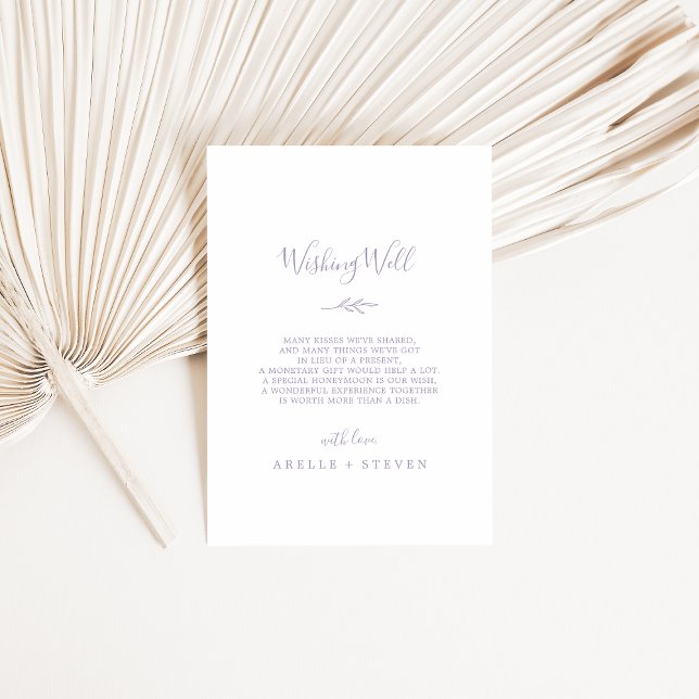 Minimal Leaf | Dusty Purple Wedding Wishing Well Enclosure Card (Creator Uploaded)